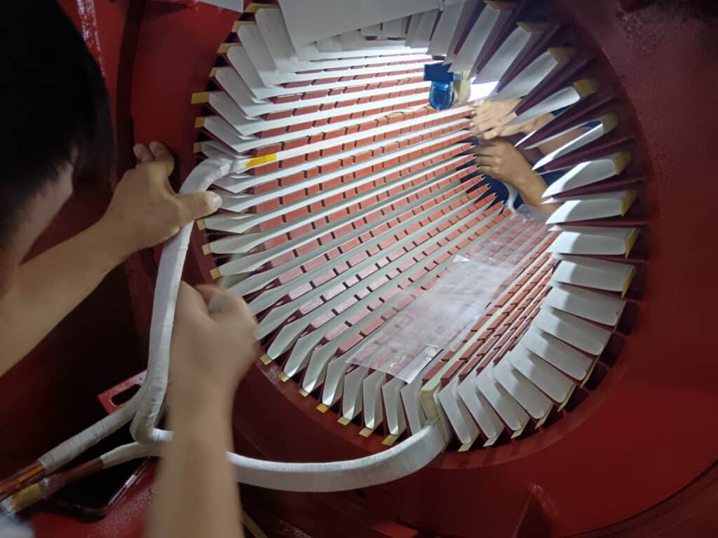 Motor rewinding in progress